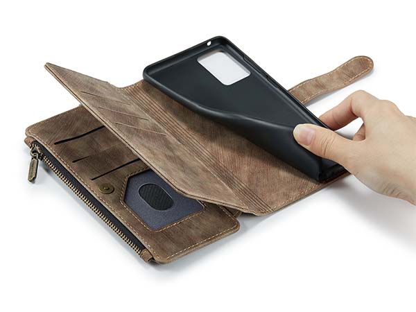 CaseMe Synthetic Leather Wallet Case with Zipper Pocket for Samsung Galaxy A33 - Desert Taupe