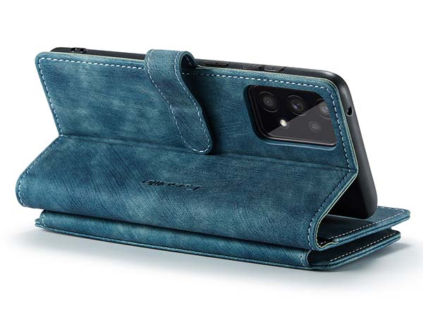 CaseMe Synthetic Leather Wallet Case with Zipper Pocket for Samsung Galaxy A33 - Teal Leather Wallet Case