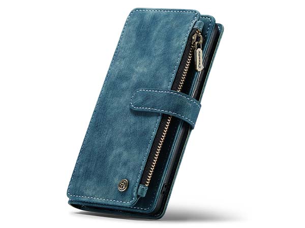 CaseMe Synthetic Leather Wallet Case with Zipper Pocket for Samsung Galaxy A33 - Teal