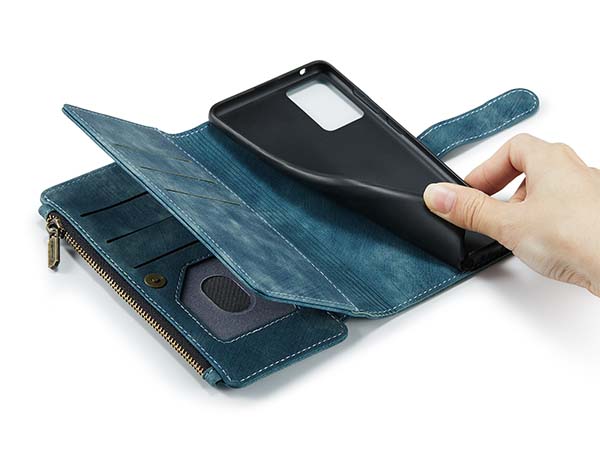 CaseMe Synthetic Leather Wallet Case with Zipper Pocket for Samsung Galaxy A33 - Teal