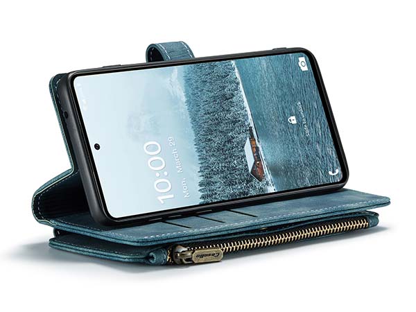 CaseMe Synthetic Leather Wallet Case with Zipper Pocket for Samsung Galaxy A33 - Teal