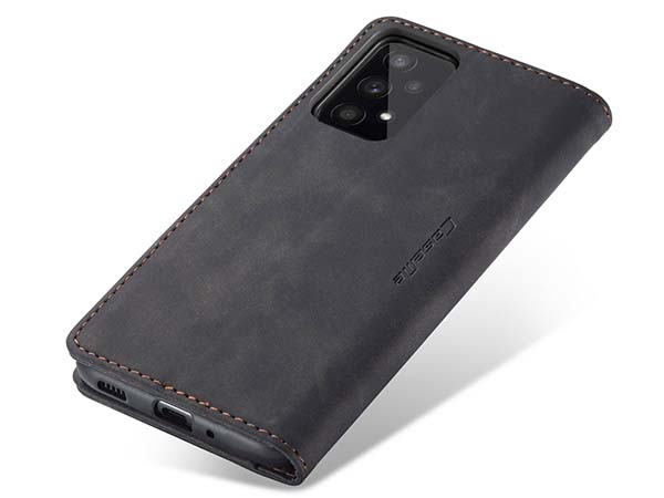 CaseMe Slim Synthetic Leather Wallet Case with Stand for Samsung Galaxy A33 - Charcoal