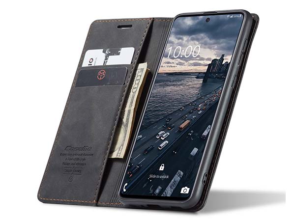 CaseMe Slim Synthetic Leather Wallet Case with Stand for Samsung Galaxy A33 - Charcoal
