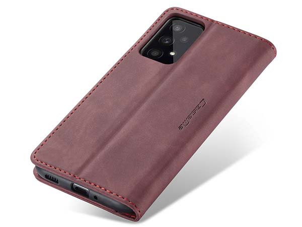 CaseMe Slim Synthetic Leather Wallet Case with Stand for Samsung Galaxy A33 - Burgundy