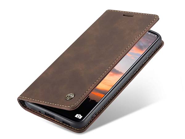 CaseMe Slim Synthetic Leather Wallet Case with Stand for Samsung Galaxy A33 - Chocolate Leather Wallet Case
