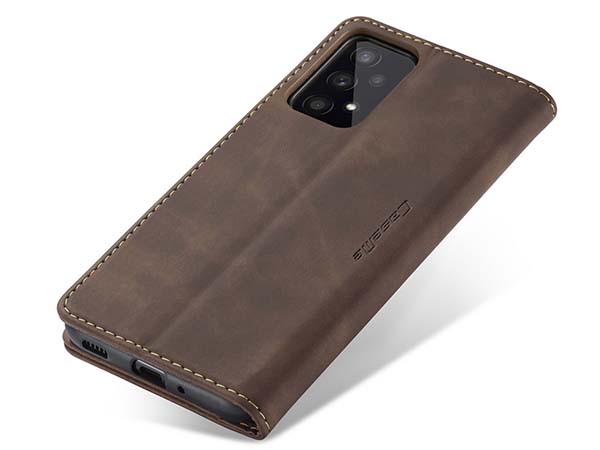 CaseMe Slim Synthetic Leather Wallet Case with Stand for Samsung Galaxy A33 - Chocolate