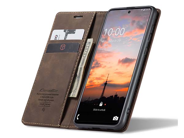 CaseMe Slim Synthetic Leather Wallet Case with Stand for Samsung Galaxy A33 - Chocolate