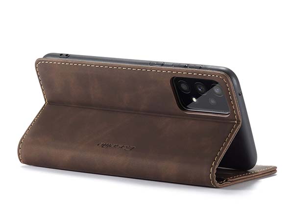 CaseMe Slim Synthetic Leather Wallet Case with Stand for Samsung Galaxy A33 - Chocolate