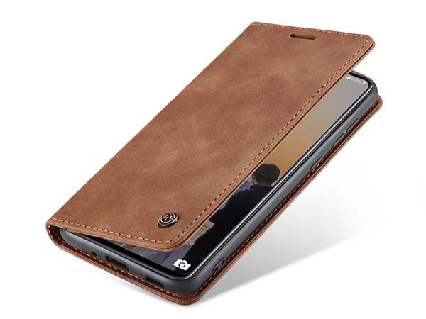 CaseMe Slim Synthetic Leather Wallet Case with Stand for Samsung Galaxy A33 - Tan Leather Wallet Case