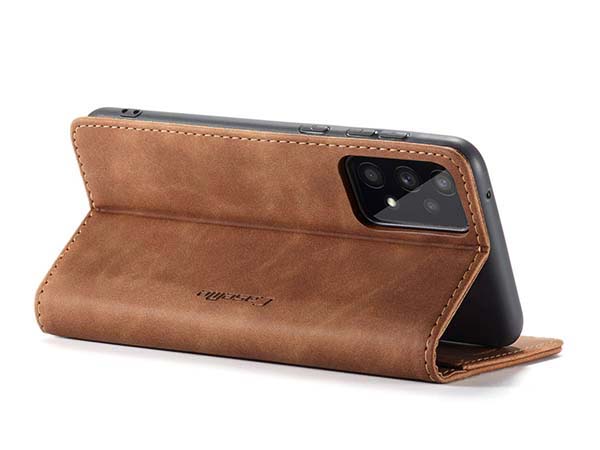 CaseMe Slim Synthetic Leather Wallet Case with Stand for Samsung Galaxy A33 - Tan