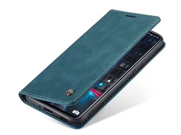 CaseMe Slim Synthetic Leather Wallet Case with Stand for Samsung Galaxy A33 - Teal Leather Wallet Case