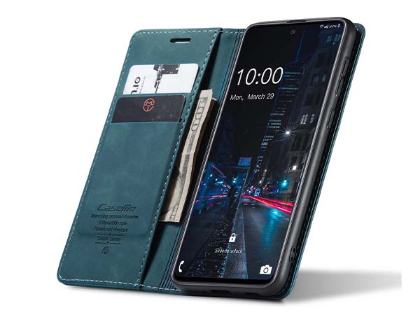 CaseMe Slim Synthetic Leather Wallet Case with Stand for Samsung Galaxy A33 - Teal