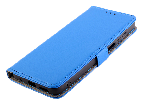 Synthetic Leather Wallet Case with Stand for Motorola Moto G22 - Blue