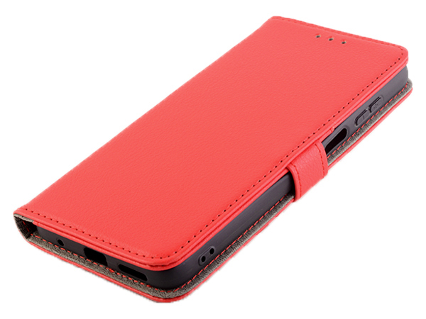 Synthetic Leather Wallet Case with Stand for Motorola Moto G22 - Red