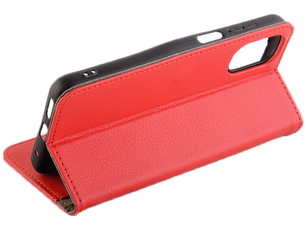 Synthetic Leather Wallet Case with Stand for Motorola Moto G22 - Red