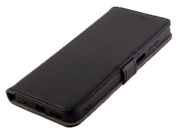 Synthetic Leather Wallet Case with Stand for Motorola Moto G22 - Black