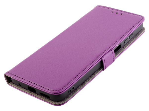 Synthetic Leather Wallet Case with Stand for Motorola Moto G22 - Purple