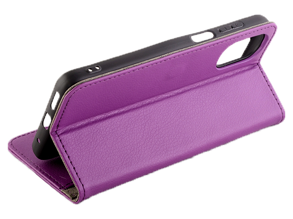 Synthetic Leather Wallet Case with Stand for Motorola Moto G22 - Purple