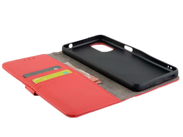 Synthetic Leather Wallet Case with Stand for Nokia G21 - Red
