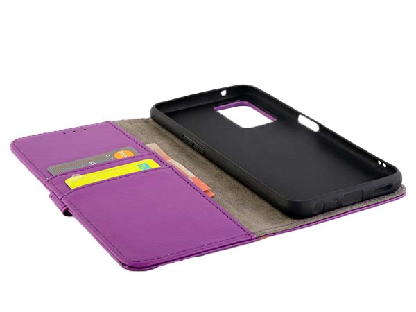 Synthetic Leather Wallet Case with Stand for OPPO A96/A76 4G - Purple