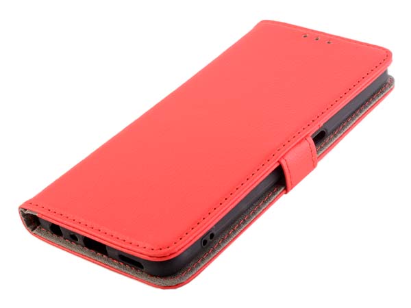 Synthetic Leather Wallet Case with Stand for OPPO A96/A76 4G - Red