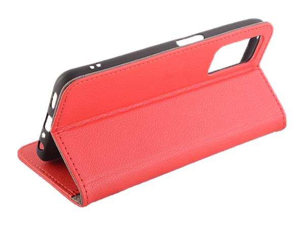 Synthetic Leather Wallet Case with Stand for OPPO A96/A76 4G - Red