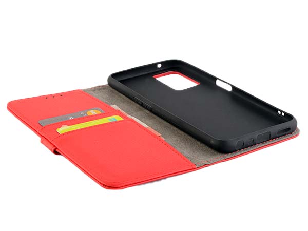 Synthetic Leather Wallet Case with Stand for OPPO A96/A76 4G - Red