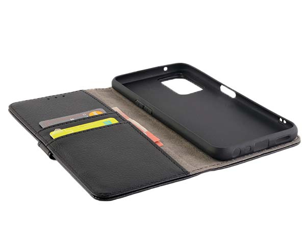 Synthetic Leather Wallet Case with Stand for OPPO A96/A76 4G - Black