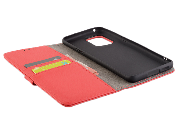 Synthetic Leather Wallet Case with Stand for OPPO Find X5 Pro - Red