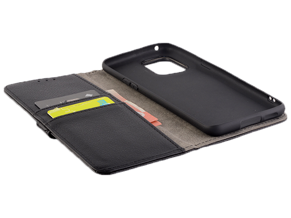 Synthetic Leather Wallet Case with Stand for OPPO Find X5 Pro - Black
