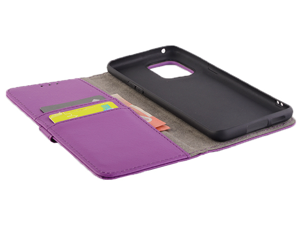 Synthetic Leather Wallet Case with Stand for OPPO Find X5 Pro - Purple