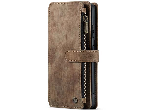 CaseMe Synthetic Leather Wallet Case with Zipper Pocket for Samsung Galaxy S22 Plus - Desert Taupe