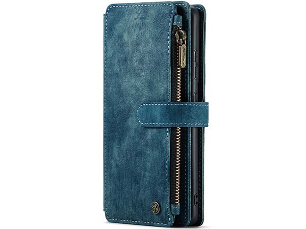 CaseMe Synthetic Leather Wallet Case with Zipper Pocket for Samsung Galaxy S22 Plus - Teal