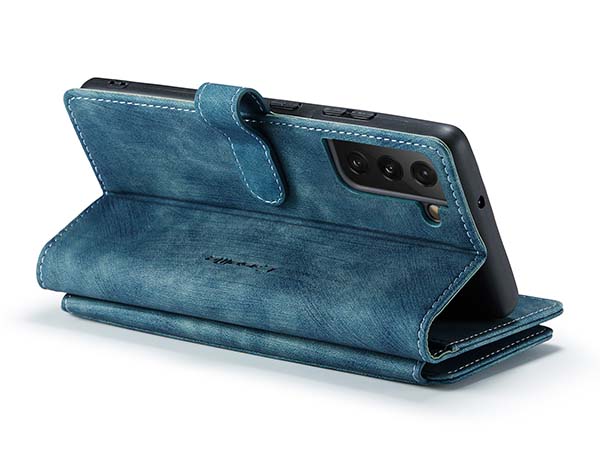 CaseMe Synthetic Leather Wallet Case with Zipper Pocket for Samsung Galaxy S22 Plus - Teal