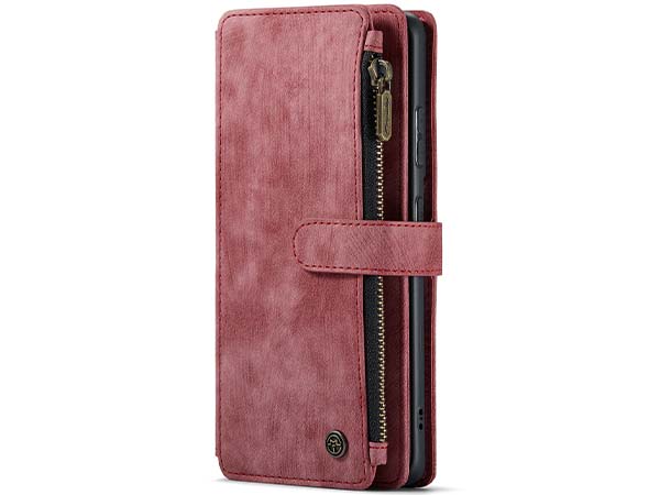 CaseMe Synthetic Leather Wallet Case with Zipper Pocket for Samsung Galaxy S22 Plus - Blush