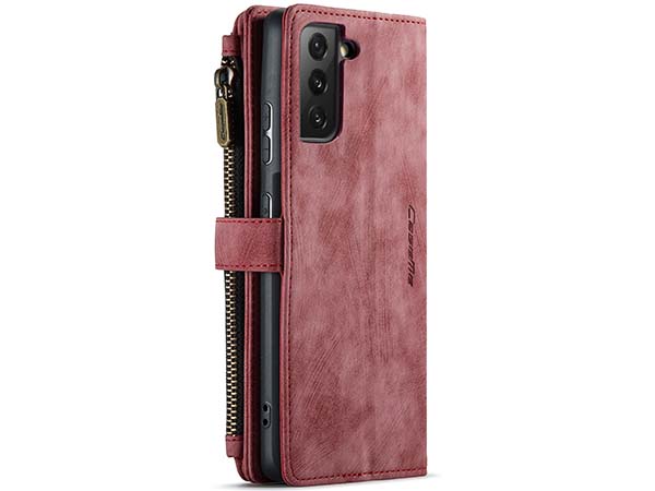 CaseMe Synthetic Leather Wallet Case with Zipper Pocket for Samsung Galaxy S22 Plus - Blush