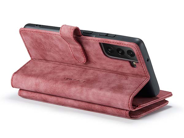 CaseMe Synthetic Leather Wallet Case with Zipper Pocket for Samsung Galaxy S22 Plus - Blush