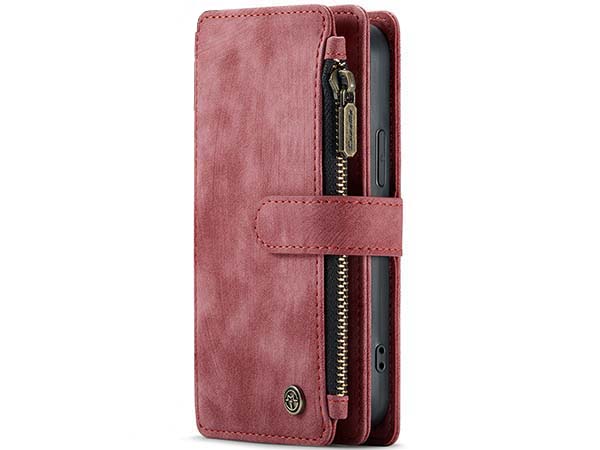 CaseMe Synthetic Leather Wallet Case with Zipper Pocket for iPhone 13 Mini - Blush