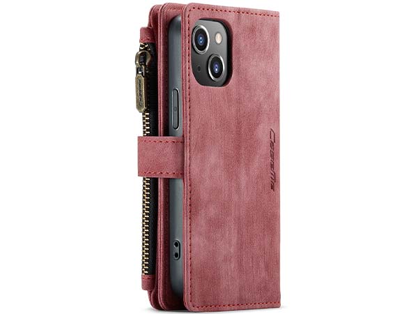 CaseMe Synthetic Leather Wallet Case with Zipper Pocket for iPhone 13 Mini - Blush