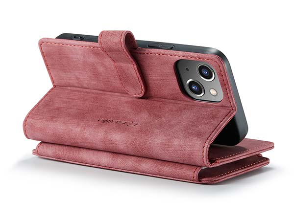 CaseMe Synthetic Leather Wallet Case with Zipper Pocket for iPhone 13 Mini - Blush