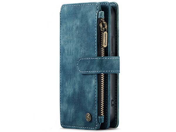 CaseMe Synthetic Leather Wallet Case with Zipper Pocket for iPhone 13 Mini - Teal