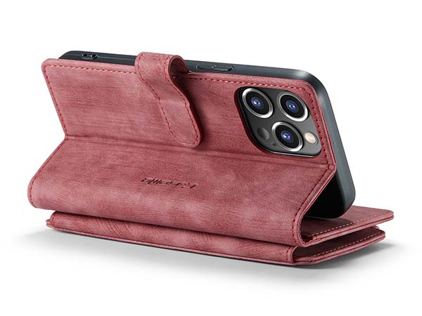 CaseMe Synthetic Leather Wallet Case with Zipper Pocket for iPhone 13 Pro - Blush