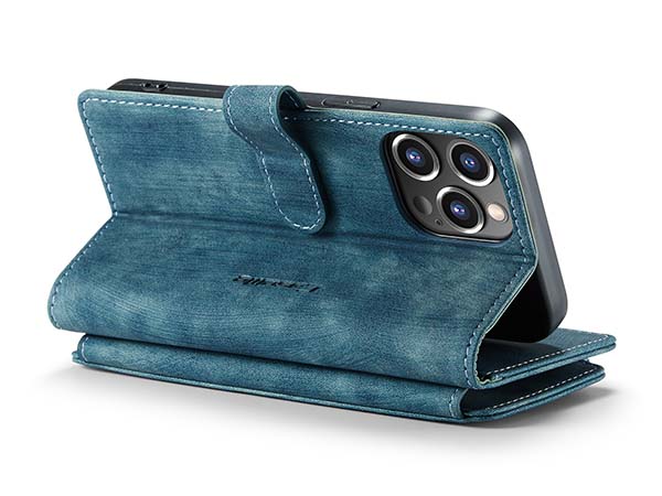 CaseMe Synthetic Leather Wallet Case with Zipper Pocket for iPhone 13 Pro - Teal