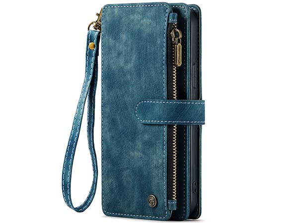 CaseMe Synthetic Leather Wallet Case with Zipper Pocket for iPhone 13 Pro Max - Teal