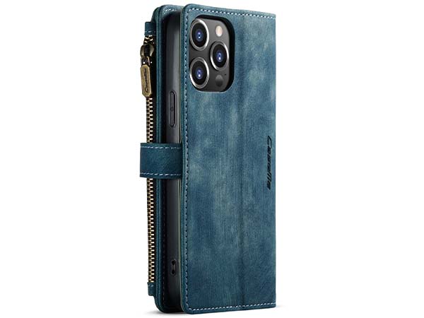 CaseMe Synthetic Leather Wallet Case with Zipper Pocket for iPhone 13 Pro Max - Teal