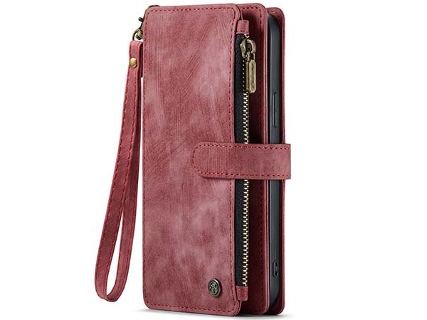 CaseMe Synthetic Leather Wallet Case with Zipper Pocket for iPhone 13 Pro Max - Blush