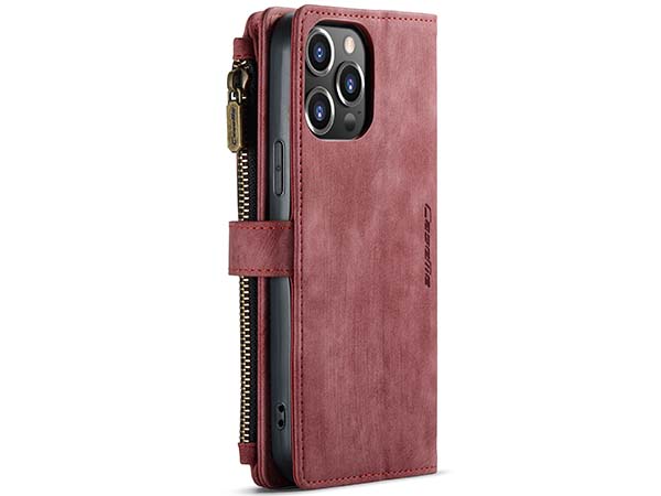 CaseMe Synthetic Leather Wallet Case with Zipper Pocket for iPhone 13 Pro Max - Blush
