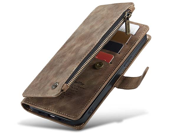 CaseMe Synthetic Leather Wallet Case with Zipper Pocket for iPhone 13 Pro Max - Desert Taupe Leather Wallet Case