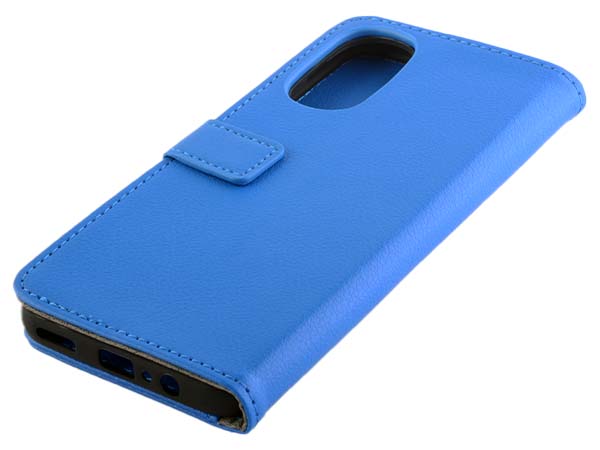 Synthetic Leather Wallet Case with Stand for Motorola Moto G82 - Blue Leather Wallet Case