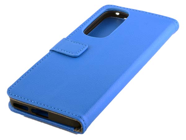 Synthetic Leather Wallet Case with Stand for Motorola Edge 30 - Blue Leather Wallet Case